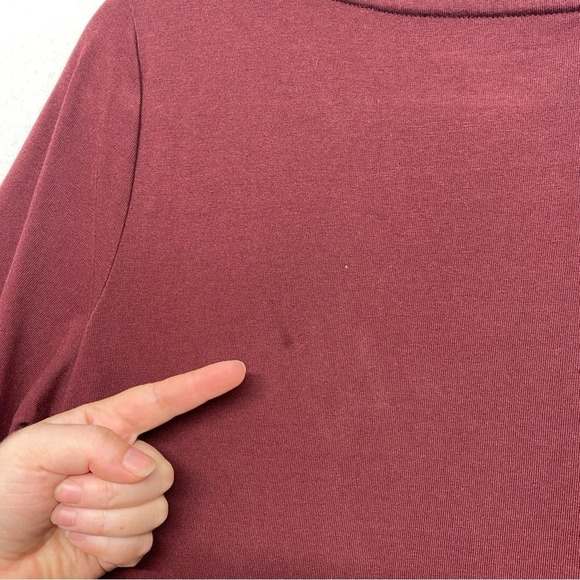 Talbots 3/4 Sleeve Blouse Owl Bird Sequin Embellished MP Red Maroon - Picture 6 of 7